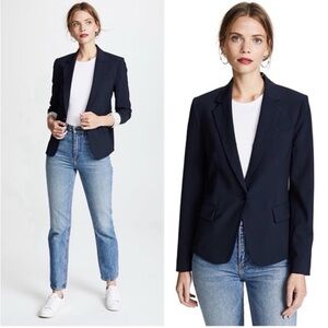 Theory Gabe N Edition Navy Wool Blend Women's Blazer